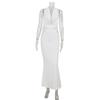 European and American Dresses, Lace Splicing Temperament Hanging Neck V-neck Backless Waist Thin Fish Tail Hip Skirt Mopping Skirt
