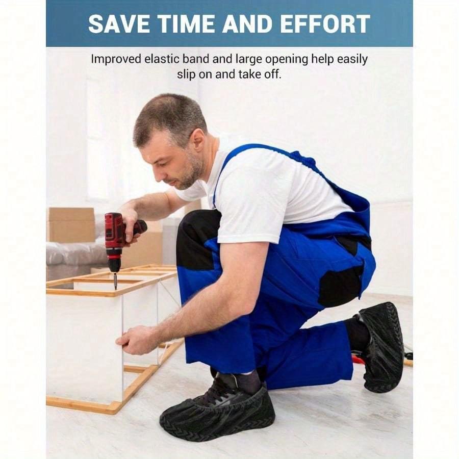 100 Piece Shoe Cover Disposable Anti Slip, High-quality Fabric Boot Cover, Anti Slip, Durable, Breathable, Stretchable, Suitable for Size 13