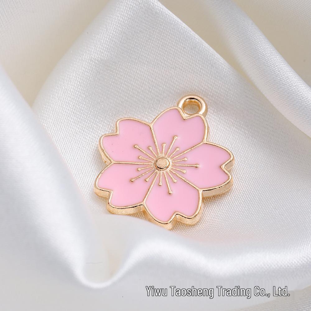 Cherry Blossom Drip Oil Alloy Pendant for DIY Jewelry: Earrings, Bracelets, Hair Accessories, and Phone Charms