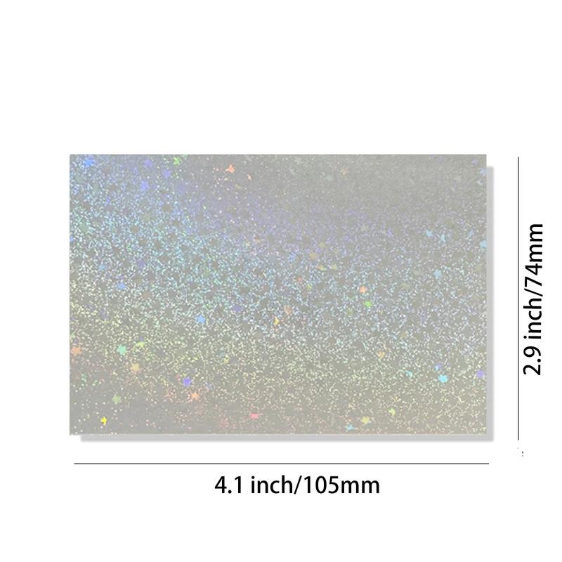 10/50 Sheets Sand Stars Holographic Sticker Paper 2.9×4.1 Inch Glitter Clear Holographic Overlay Cold Laminating Film Self Adhes