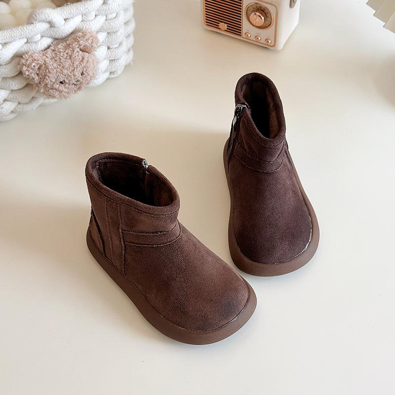 Winter 2025 Kinder Plus Samt Warme Kurze Stiefel - Modische Baumwoll Schneestiefel für Mädchen und Lässige Kurze Stiefel für Jungen