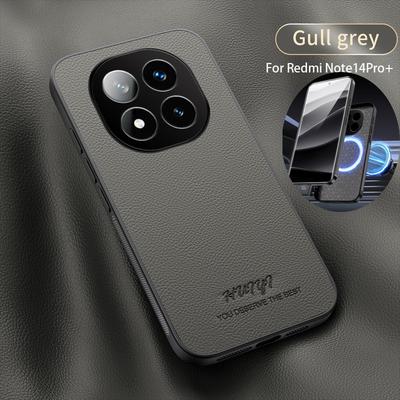 Luxus Lederhülle mit Litschi-Muster für Redmi NOTE 14 13 PRO PLUS A3 14C Xiaomi POCO F6 M6PRO X6 Stoßfeste Silikon-Rückseite