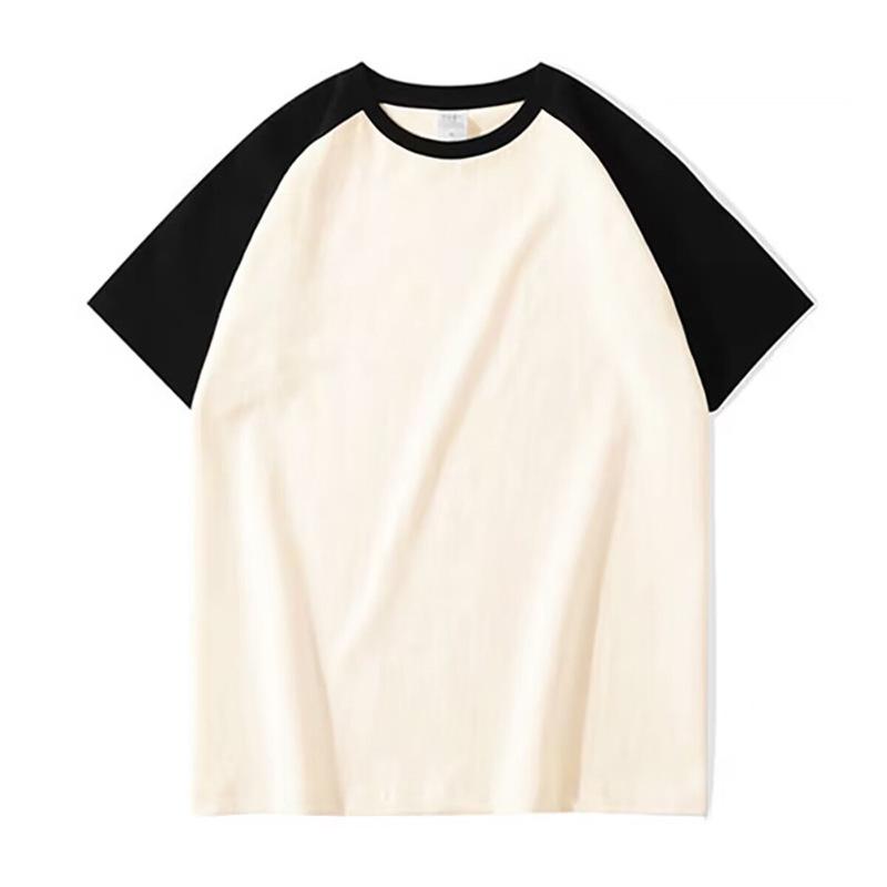 Unisex Pure Cotton Color Block Drop Shoulder T-shirt with Horn Sleeves and Round Neck