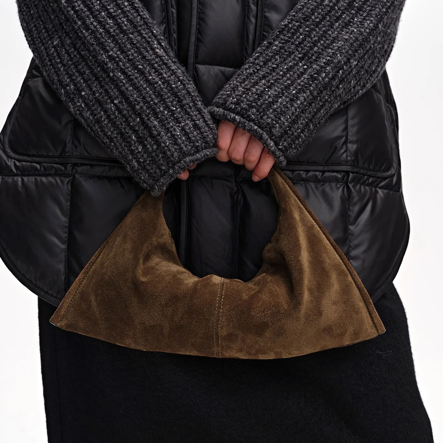 

JIAERDI Vintage Brown Matte Triangle Handbag Women Suede Large Capacity Wristlet Bag Ladies Fashion Lightweight Versatile Purse 34x16cm коричневий