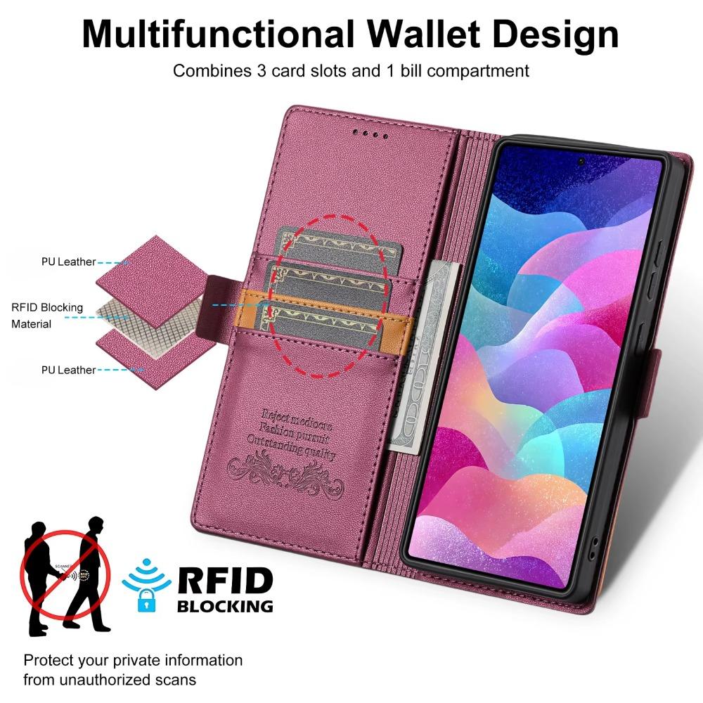 RFID Blocking Card Slot Holder Wallet Flip Phone Case For Samsung Galaxy S25 Ultra S24 Plus S23 S22 A06 A16 A26 A36 A56 A17 A55