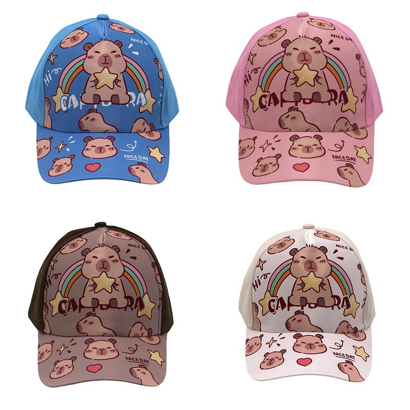 Cartoon Printed Capybara Children Baseball Hat Fashion Versatile Hat For Boys Girls Cute Outdoor Sunshade Peaked Cap Gifts