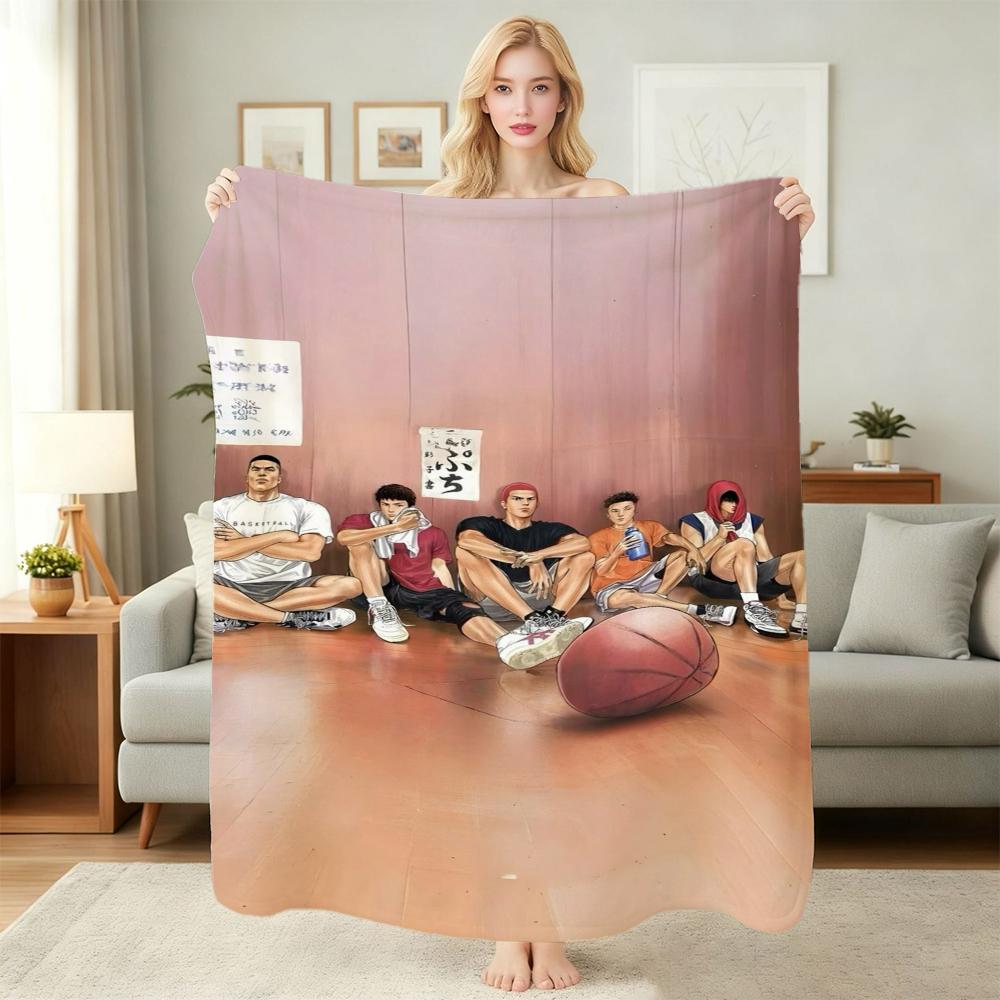 Slam Dunk Anime Basketball Heroes Pattern Flannel Blanket Machine Washable Fleece Blanket For Camping Picnic Home Party Decor New Year Gift