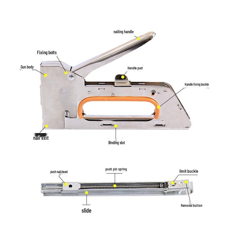 Manual U-Type Nail Martin Gun for Canvas and Advertising, Model 1008F 