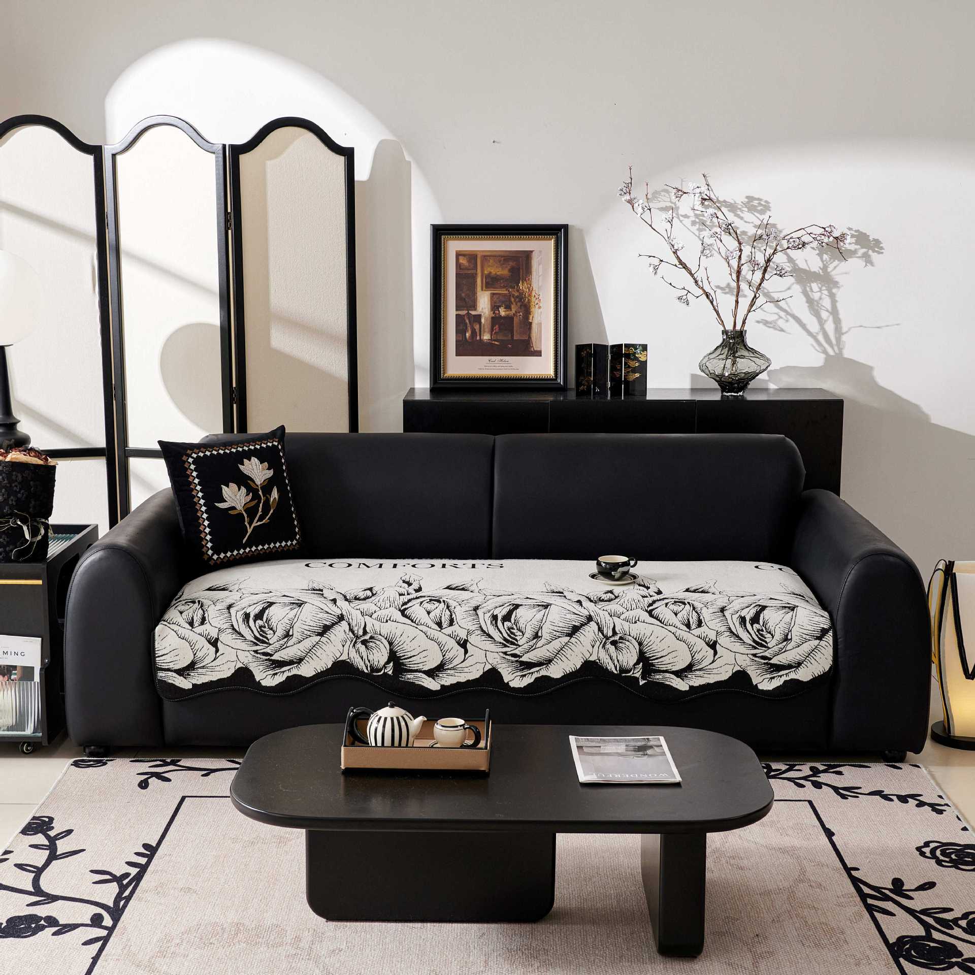 

Special-Shaped Sofa Cushion Universal In All Seasons New Sofa Seat Cushion Non-Slip Straight Row Three-Person High-End Cover Cloth Towel 90*90cm