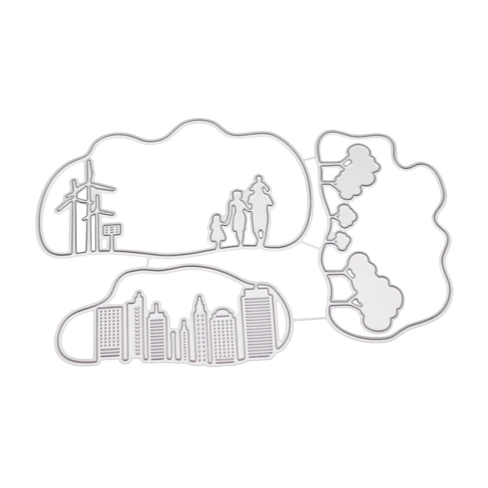 Cloud Framework City Metal Silvery Stencil Embossing Cutting Dies For Diy Scrapbooking Paper Album Cards Making