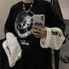 Fake Two-piece Original Diablo Anime Letter Printed Top Spring and Autumn Loose Hip-hop All-match Men's Long-sleeved T-shirt