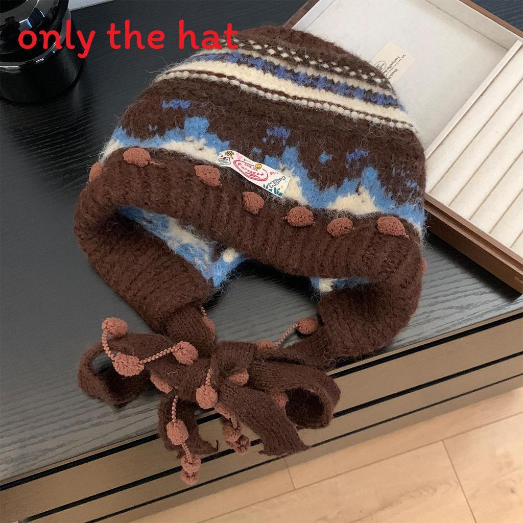Vintage Knit Beret Wool Blend Warm Hat For Autumn Winter Women