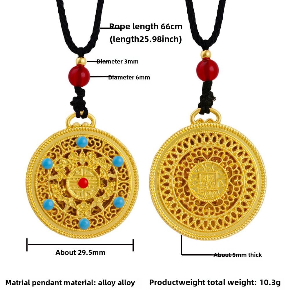Náhrdelník s přívěskem z pískového zlata Buddha Dragon Yellow Gold Černý provazový řetízek na krk