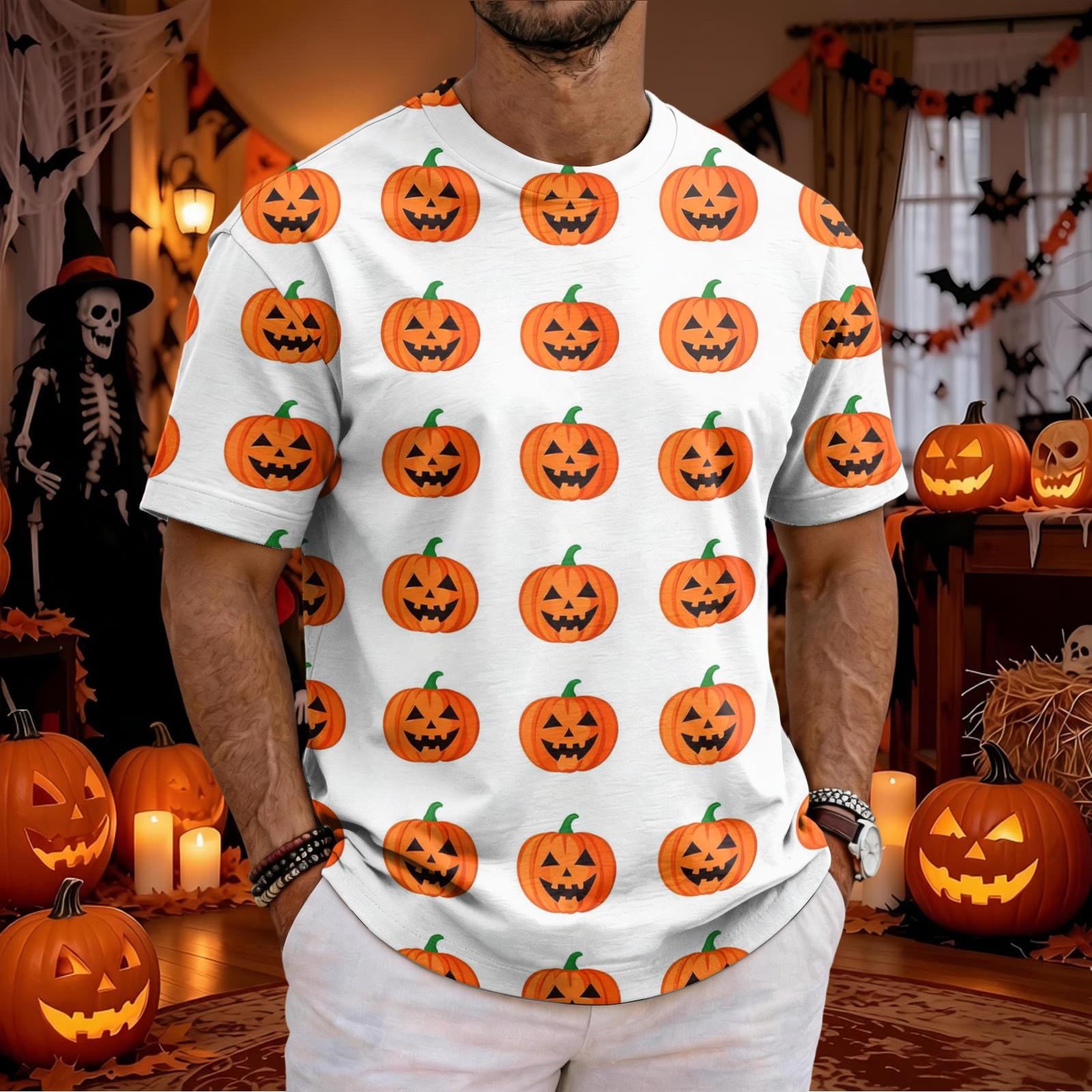 Men s Halloween Printed Short Sleeve T-Shirt for Costume Party S