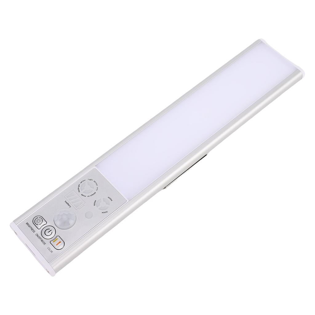 Under Cabinet Light Rechargeable Motion Sensor Lamp for Home Kitchen 3 Color Temperature Adjustable 30cm Length Silver