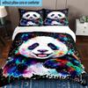 Colorful Panda Love 3pcs Bedding,Including 1pc Duvet Cover And 2pcs Pillowcases Perfect for Christmas,Ideal for Bedroom, Dormitory