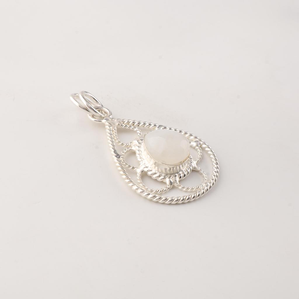 Rainbow Moonstone Gemstone 925 Sterling Silver Handcrafted Jewelry Pendant 1.40" For occasion PP-19-18