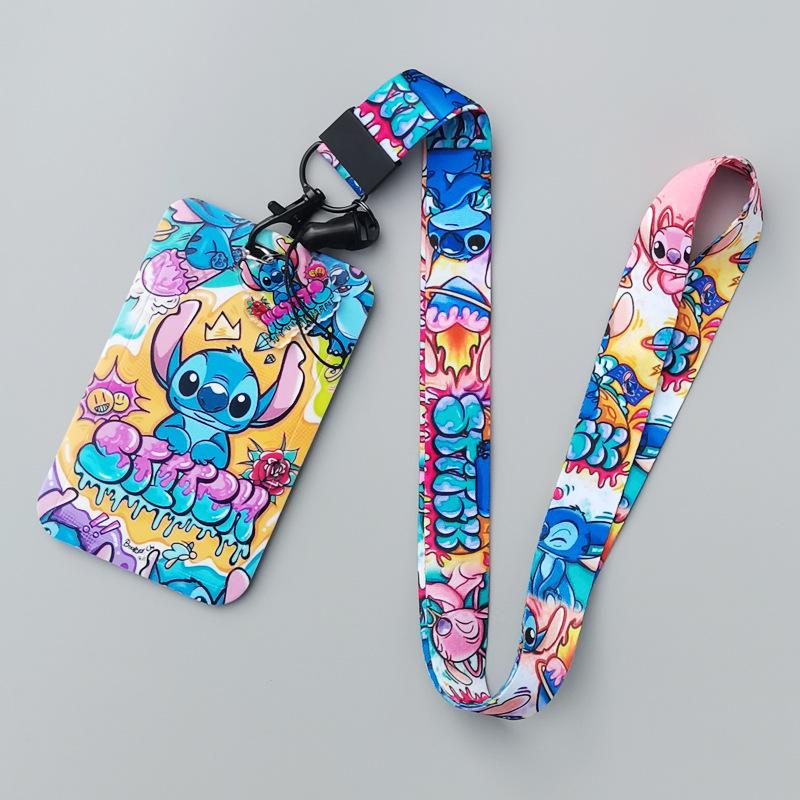 New Stitch Card Holder Anti-lost Cartoon Neck Strap Card Holder Nd Girls Toy Lanyard Badge Clip Present High Quality