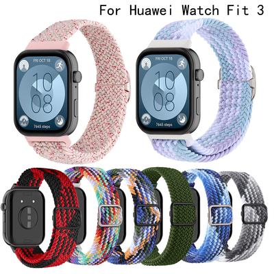 Braided Nylon WatchBand Strap For Huawei Watch Fit 3 Smart Wristband Braided Elastic Weave Bracelet For Huawei Fit4 Pro Strap