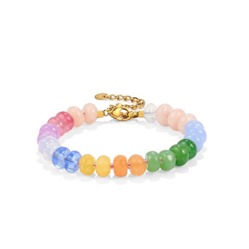 Women Colorful Natural Stone Beaded Bracelet Dopamine Summer Versatile Hand Jewelry