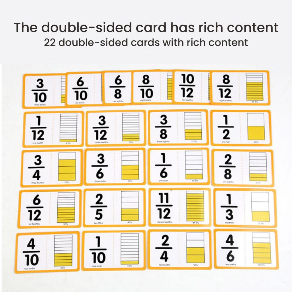 Cards Fraction Educational Fraction Learning Cards Tiles Set For Elementary Students Math Manipulatives With Circles Percentages