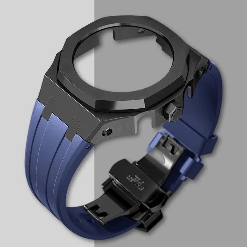 Ny Gen5 Casioak-fodral i rostfritt stål för G-Shock GA2100 Mod-kit Modifieringssats Metallram gummiband för GA2110 GAB2100