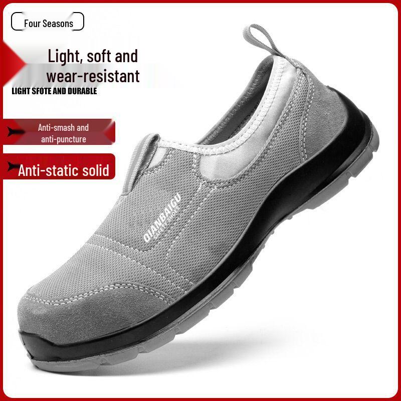 Lightweight Steel Toe Safety Work Shoes – Breathable, Slip-On, Anti-Smash, Anti-Puncture, Summer Foot Protection