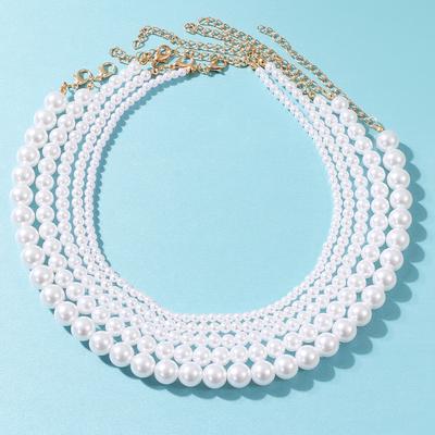 Jednoduchý náhrdelník z imitace perel Módní trend Temperament Retro