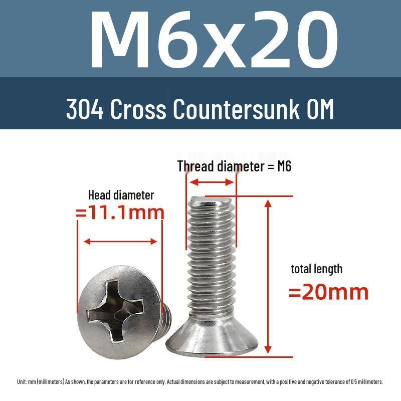 Yigu Stainless Steel Phillips Countersunk Screws M2-M6 Fasteners
