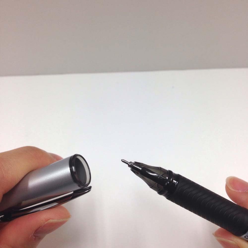 Pentel EnerGel Gel Ink Ballpoint Pen 0.5mm Silver Barrel Black Ink Pack of 10