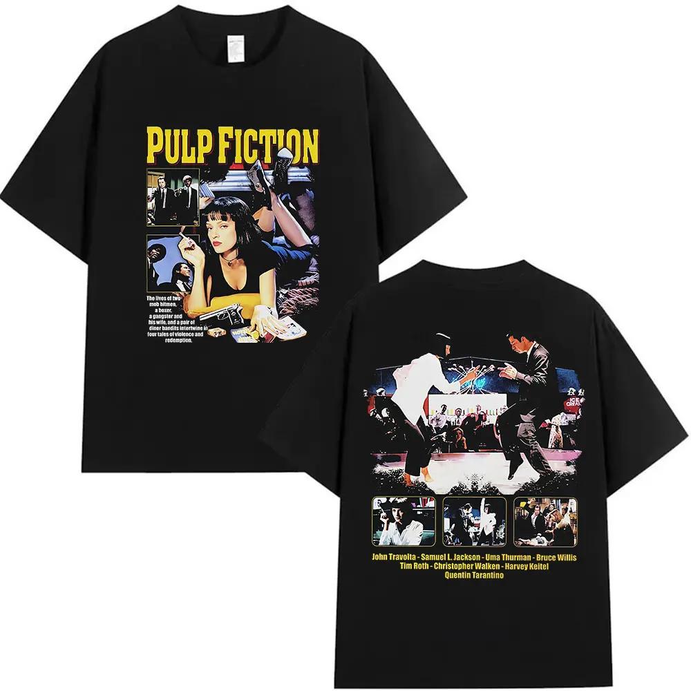 90s Vintage Pulp Fiction Movie Graphic T Shirt Men's Women Classic Harajuku High Quality T-shirts Cotton T-shirt Streetwear