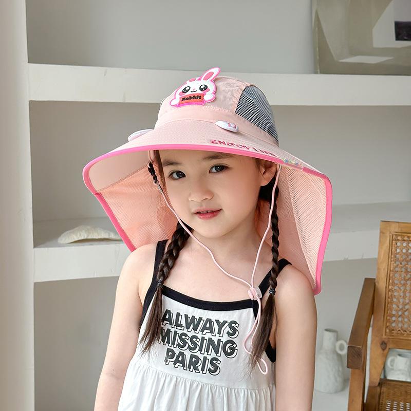 Children's Hat Summer Cartoon Sun Protection Sun Hat Face Protection UV Mesh Breathable Boy and Girl Shawl Hat