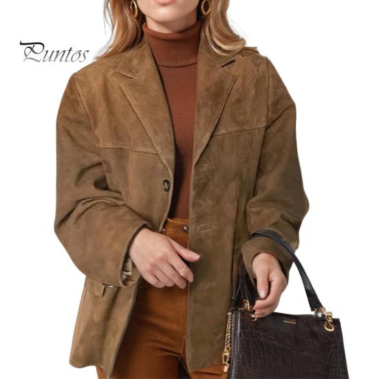 

Женский пиджак с лацканами, длинный рукав, застежка на пуговицы, пиджак, однотонный, городской стиль, деловая верхняя одежда L коричневый
