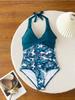 Printed Tie Back High Waist One Piece Sexy Bikini Swimsuit Women Fashion Elegant Beach Vacation Wear