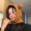 Thickened Snow Beanies Cap Bear Ear Hat Scarf Set Casual Winter Balaclava  Neck Warmer