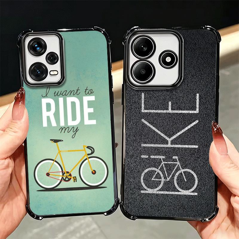 Bicycle Bike Sports Plating Phone Case For Xiaomi Redmi Note 14 15 Pro Plus 13 12 11 11S 11T 10 9S 9 5G Anti-Fall Airabag Cover