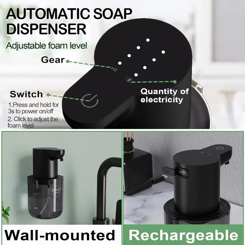400ML Simple Wall-Mounted Intelligent Rechargeable Automatic Sensor Soap Dispenser Hand Washing Sanitizer Machine For Women/Men