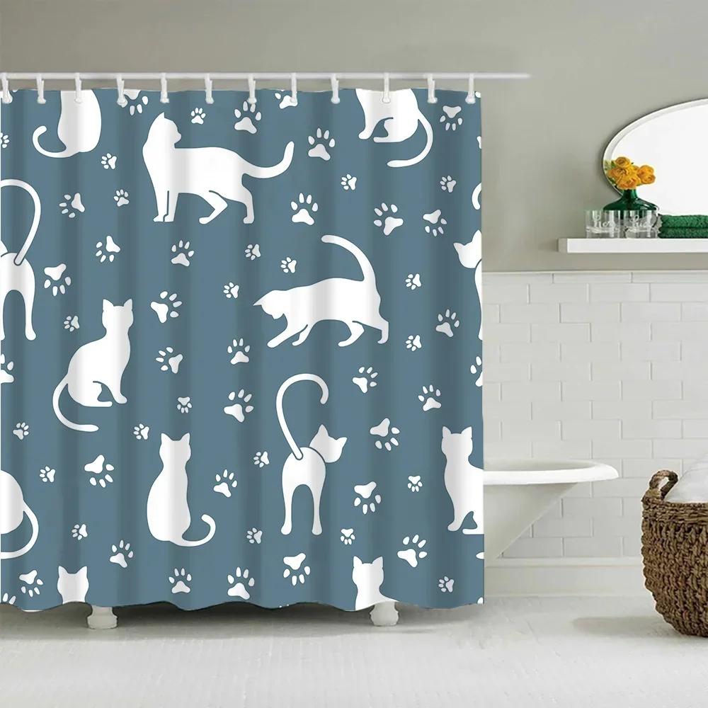Versatile Design Bathroom Curtain With Hooks Easy Install Waterproof Easy Clean For Home Hotel Dorm Use