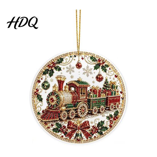 Festive Tree Hanging Christmas Acrylic Ornament 2D Flat Double Side Printed Thoughtful Gifts for Friends Santa Snowman Pendant Window Holiday Decor