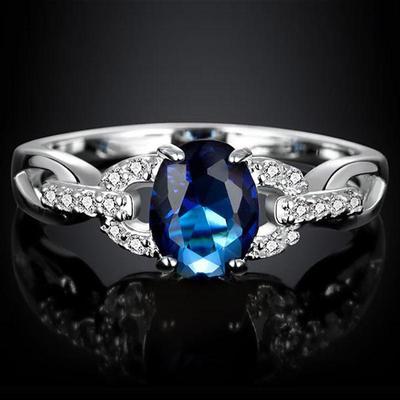 Sanjie Jewelry Safir ve Zirkon Haç Tasarımı Yüzük