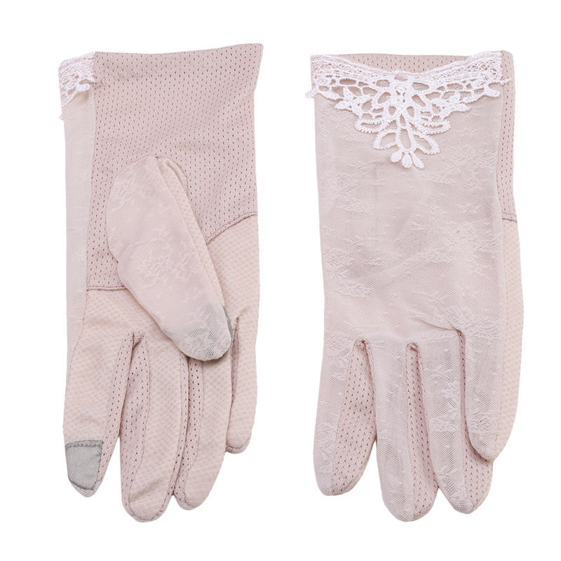 

Модные перчатки женские летние хлопковые с принтом велосипедные тонкие сенсорные перчатки для вождения велосипеда и автомобиля One Size светло-розовый