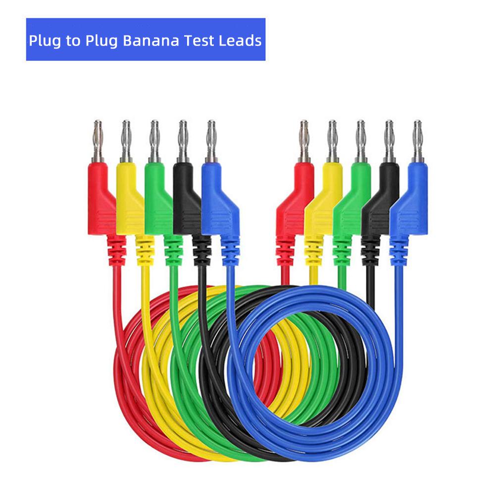 5pcs 4mm Banana Plug Test Line Banana To Banana Plug Test Lead Kit for Multimeter Match Alligator Clip For Electrical Work