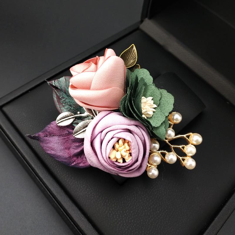 Korean Fabric Flower Brooch - Elegant & Versatile Women's Accessory for Clothing