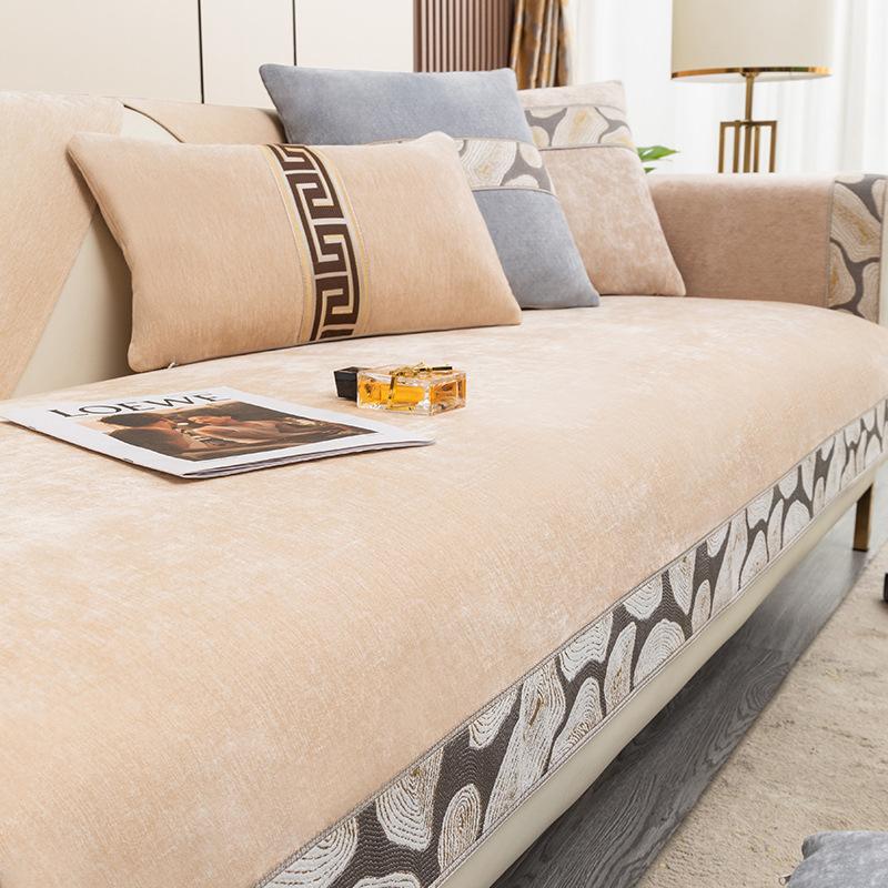 Luksusowy Pokrowiec na Sofę z Łączeń Antypoślizgowy Cztery Pory Roku Uniwersalny Skórzany Pokrowiec na Podłokietnik Sofy i Oparcie Ręcznik Pokrowiec Materiałowy Pokrowiec na Sofę Salon
