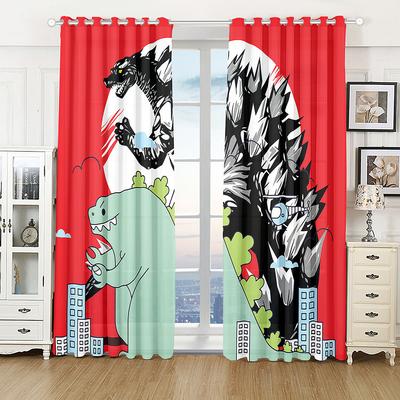 Children Like Cartoon Animation Series Sunshade Curtains 2 Pieces of Living Room Bedroom Home Decoration