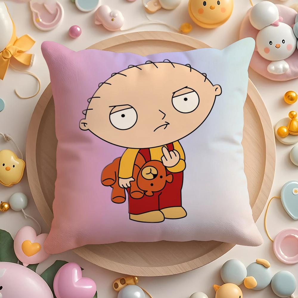 Pikpaka F-Family Funny Guy Cushion Cover Plush Fabric Soft Double-Sided Printed Sofa Warm Winter Home Gift Pillow Cover