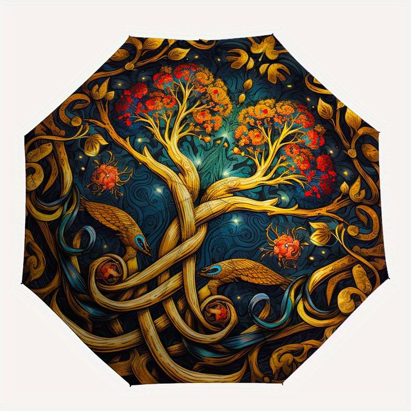 Tree of Life Mandala Wall Art: Nature's Harmony In Every DetailUmbrella, Portable 3-Fold Compact Umbrella for Men & Women Gift