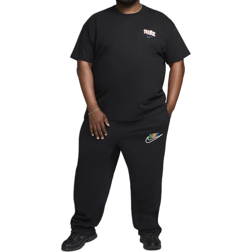 Nike Club Fleece Logo Print Comfortable Straight Leg Knit Sweatpants Men Bottoms Black FZ0775-010