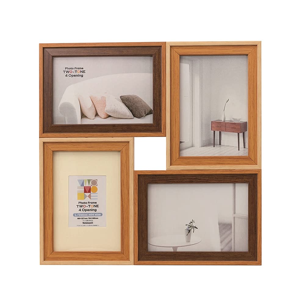

Nakabayashi Resin Two-Tone Photo Frame, 4 Panels, Brown, F-TMS-111-4-BR