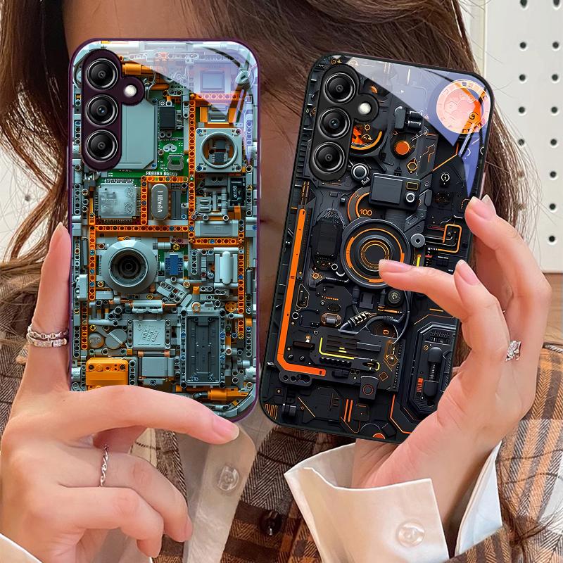 Dispozitiv Mecanic Negru Pentru Samsung Galaxy A14 4G 20 30 52 20S 21S 22 A32 33 34 42 50 51 53 54 70 71 72 73 5G Carcasă Telefon Sticlă